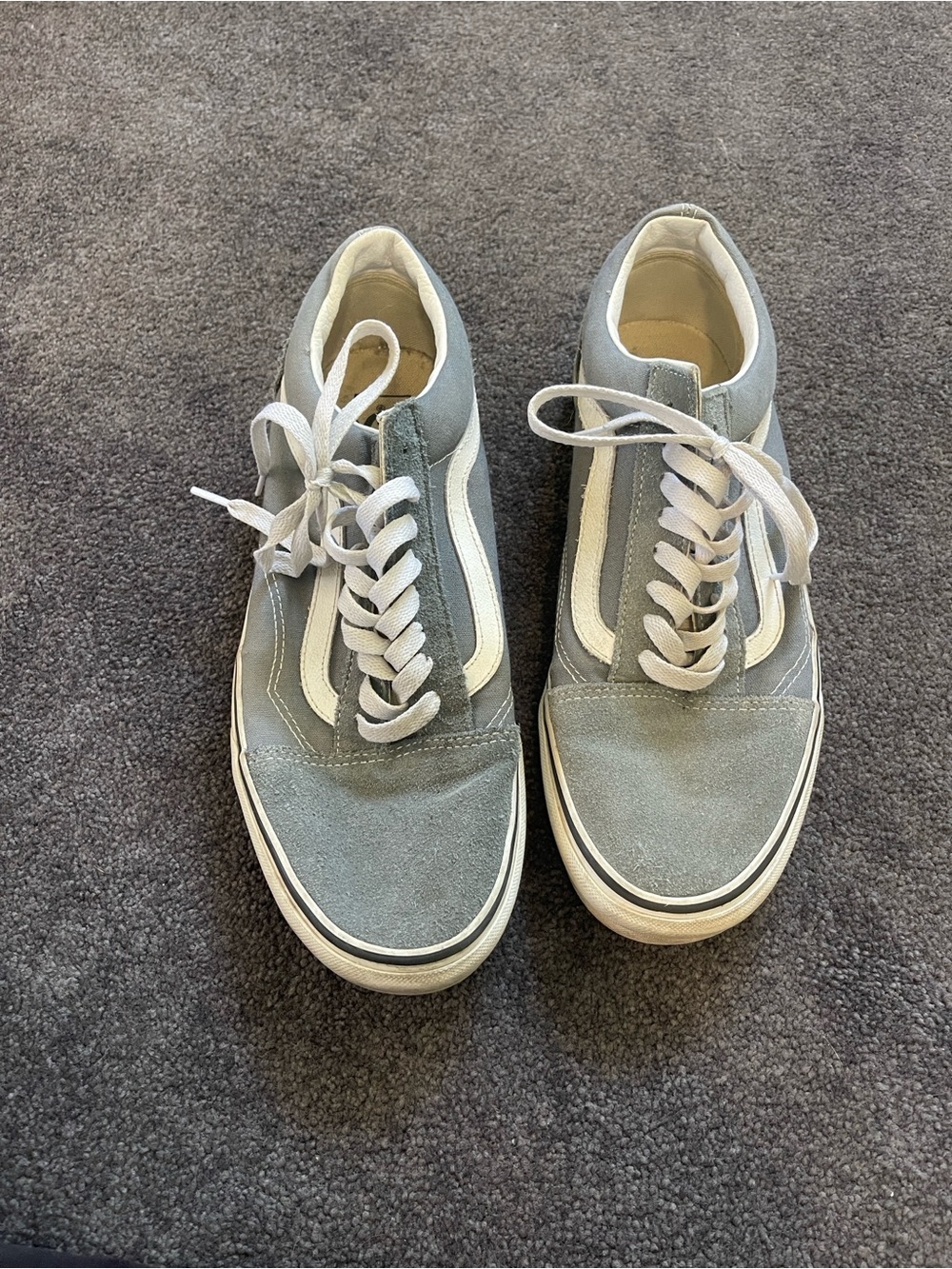 Men's Gray Blue Suede Skate Sneakers - Casual Lace-Up
